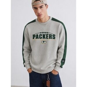 Vintage Puma Green Bay Packers Sweatshirt Gray NFL Crewneck Heavy L Embroidered
